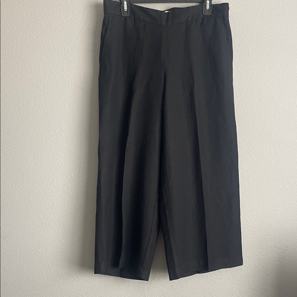 LOFT Black Cropped Pants (Linen Blended)